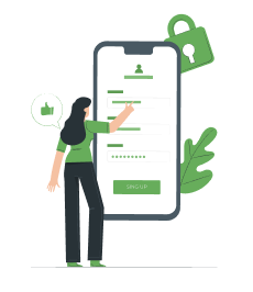 Woman typing in password